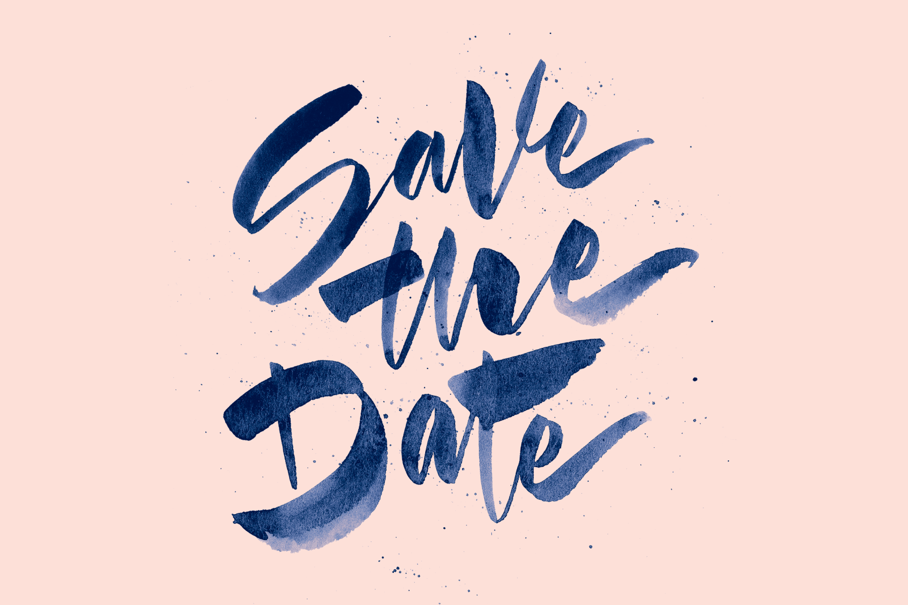 The words “Save the date” in blue paint on a pink background.