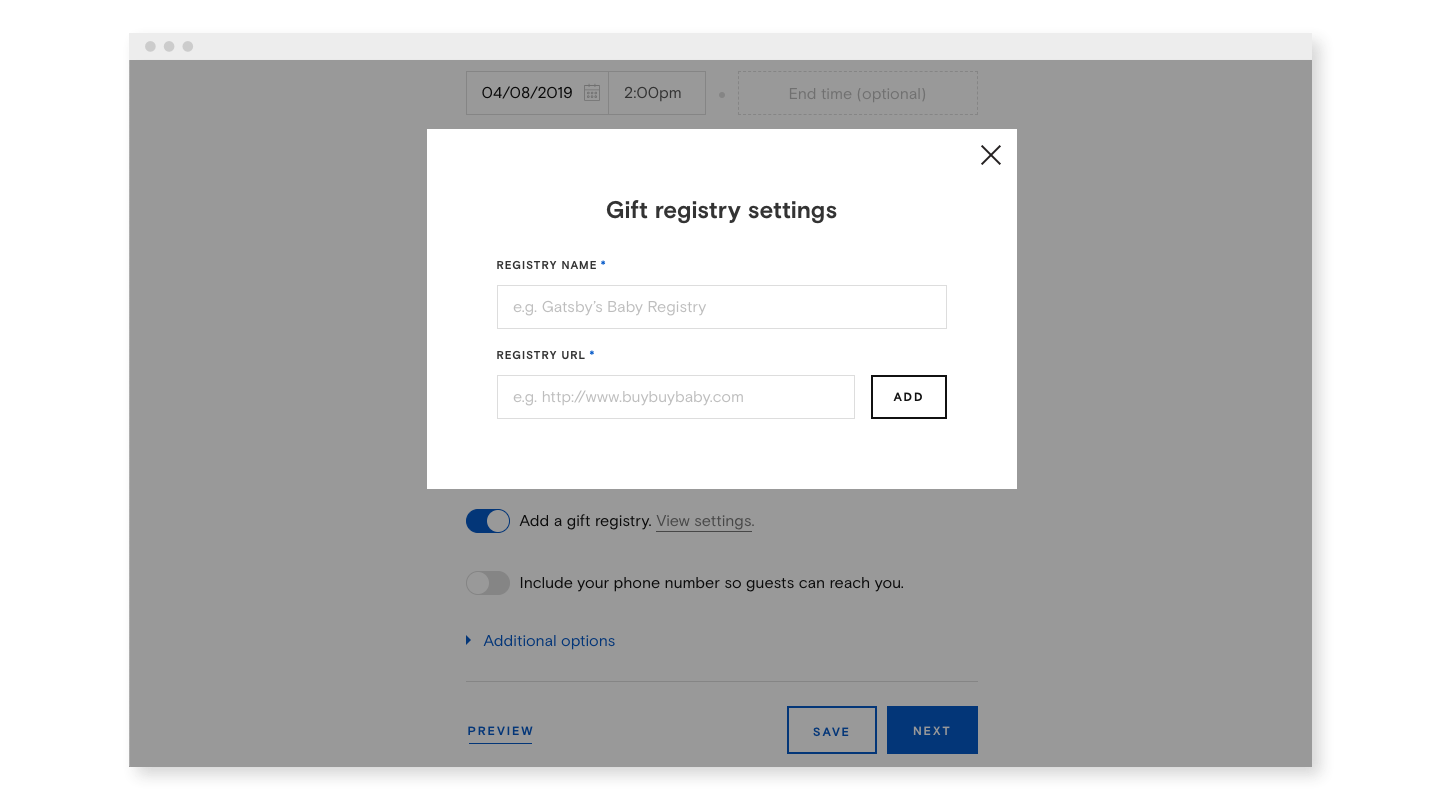 Gift registry module 