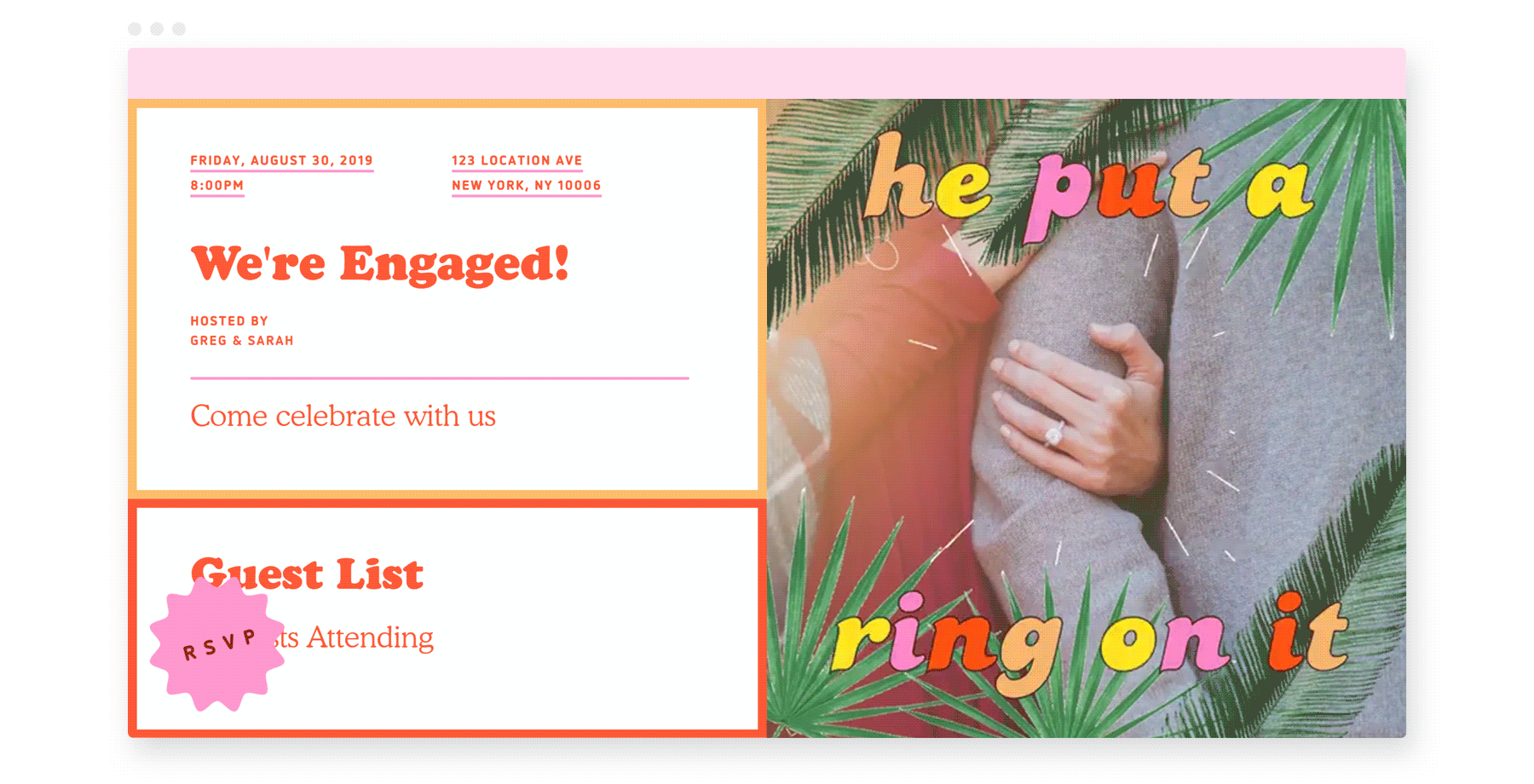 tropical engagement party invitation from Paperless Post Flyer