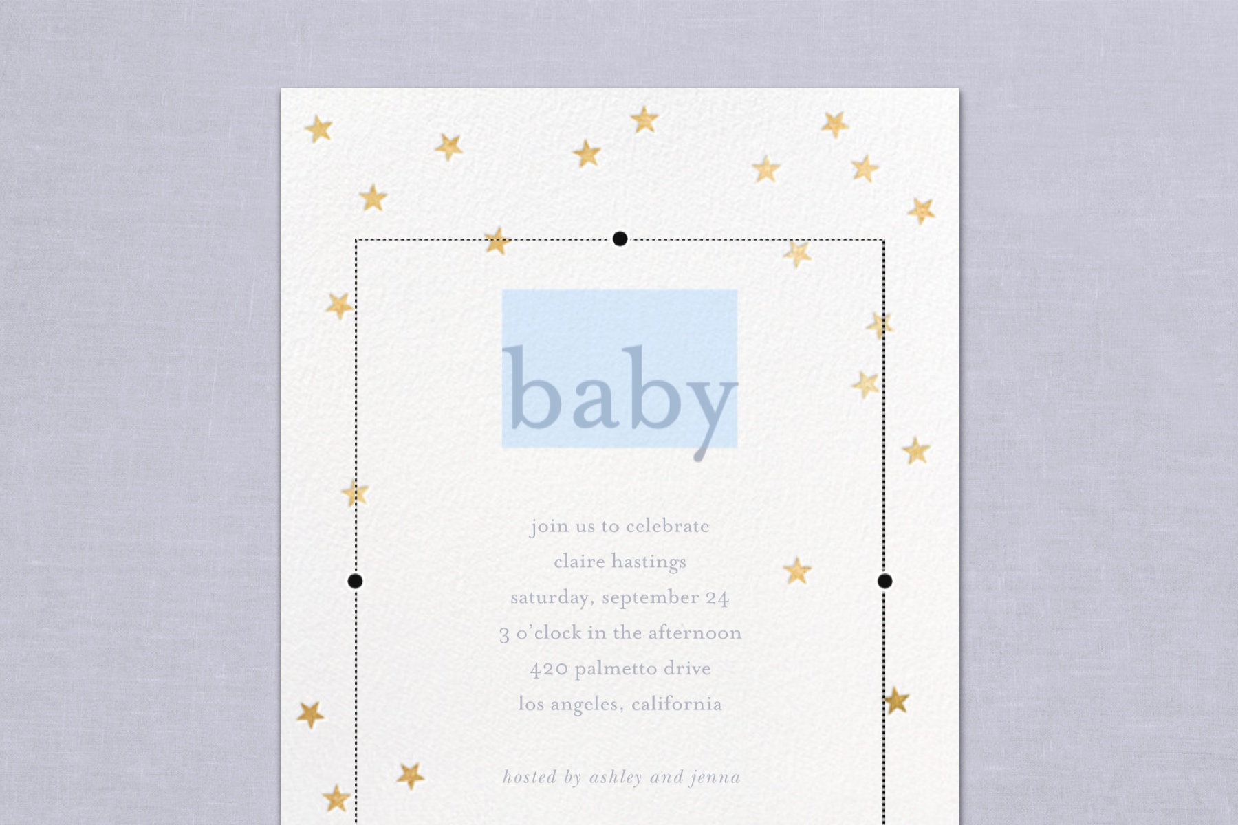 baby shower invitation wording featuring invitation with stars
