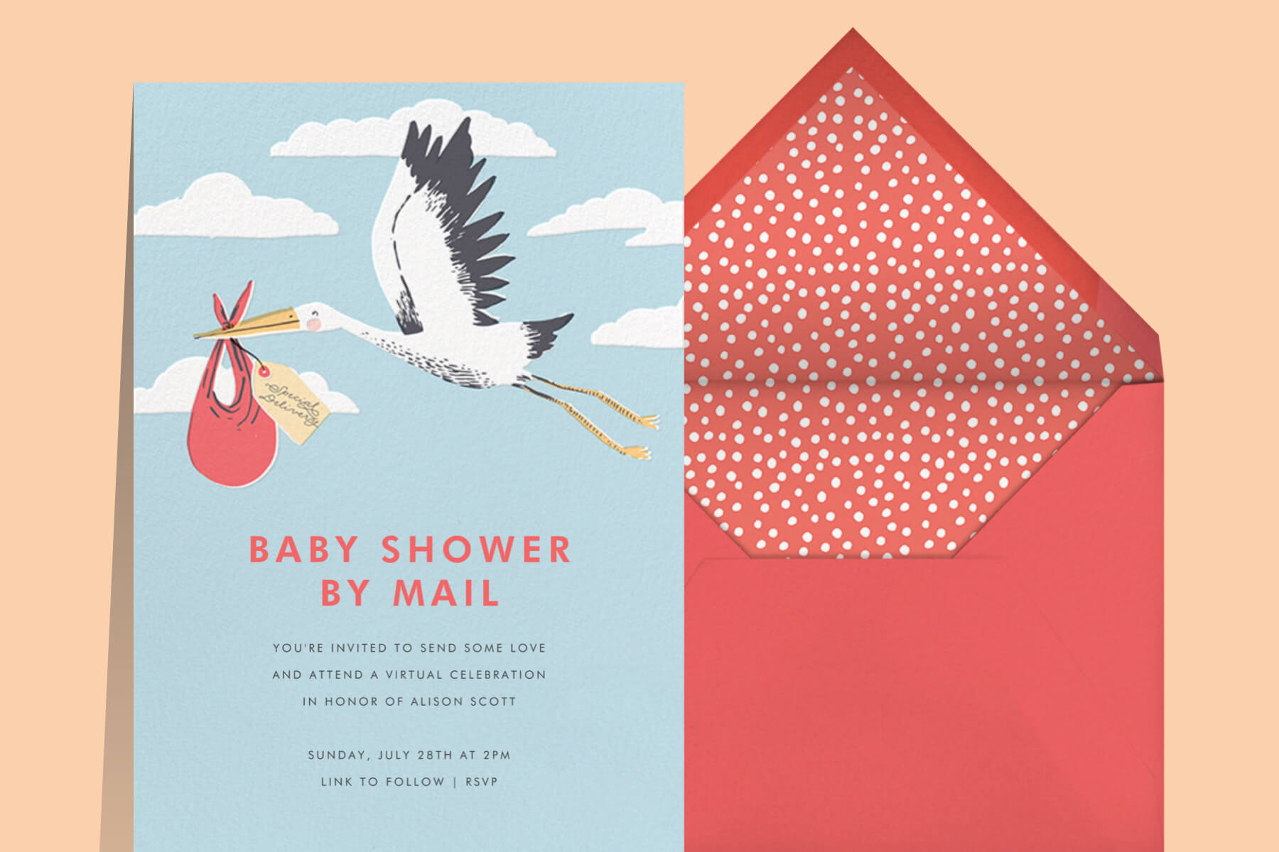 baby shower by mail invitation wording