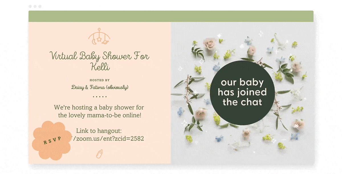 how to plan a casual baby shower with a animated invitation with flowers