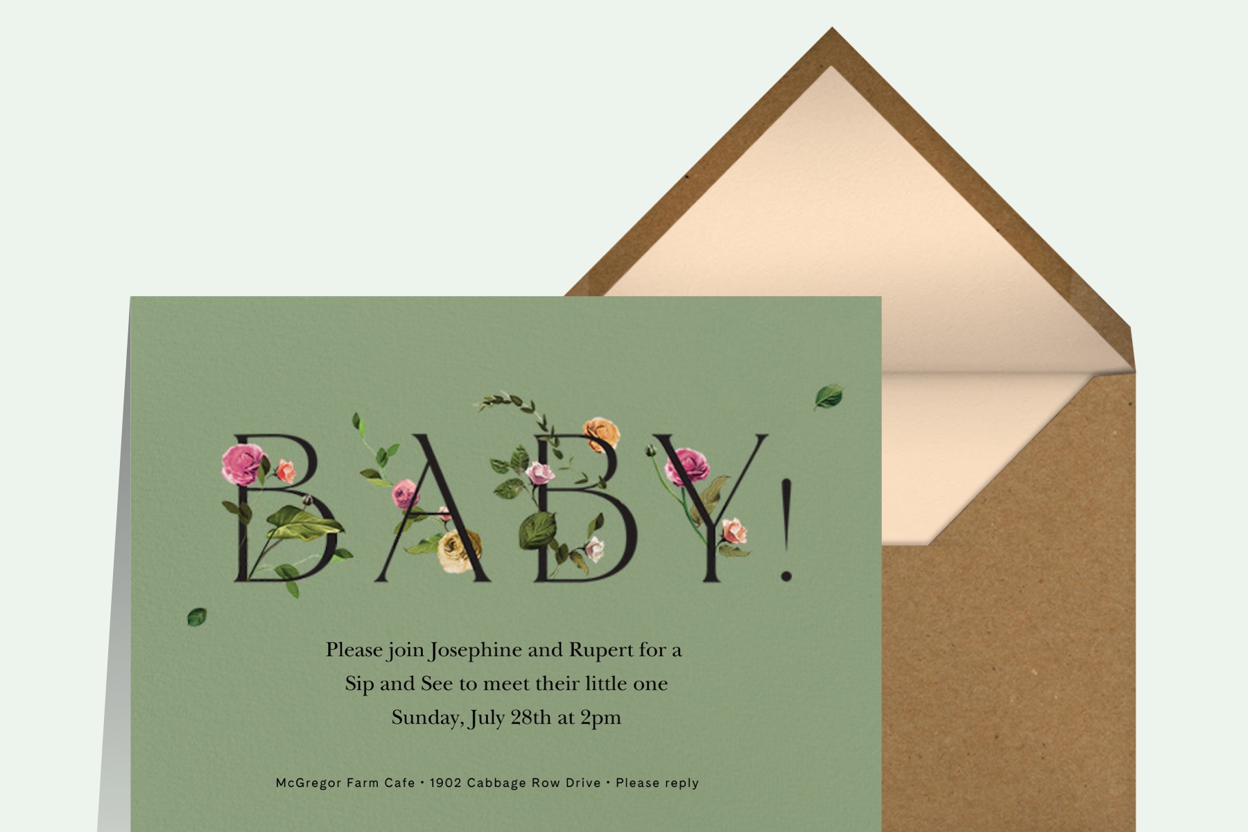 set the tone with a floral baby shower invitation