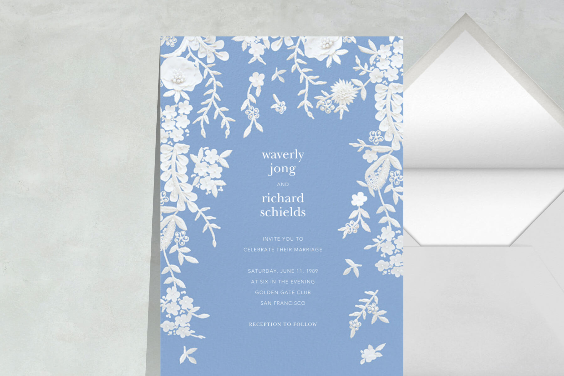 royal blue themed wedding invitations