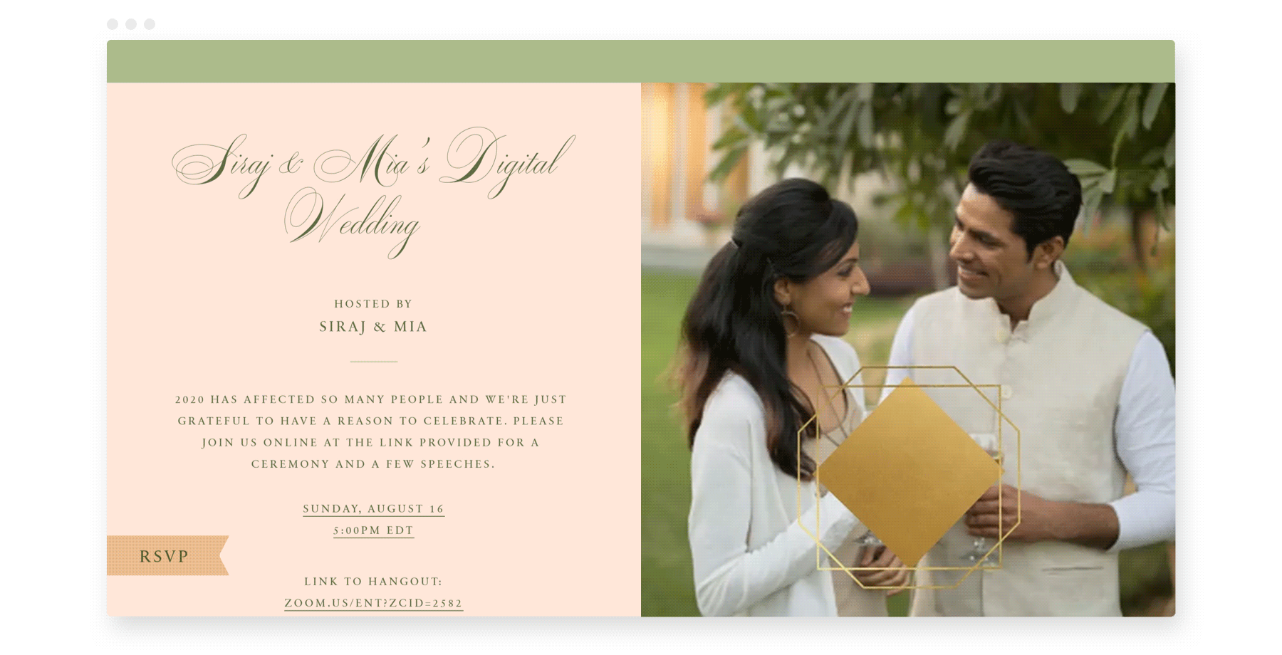 Poem Card and Rsvp with envelope MIA Wedding Invitation with Invite Card 