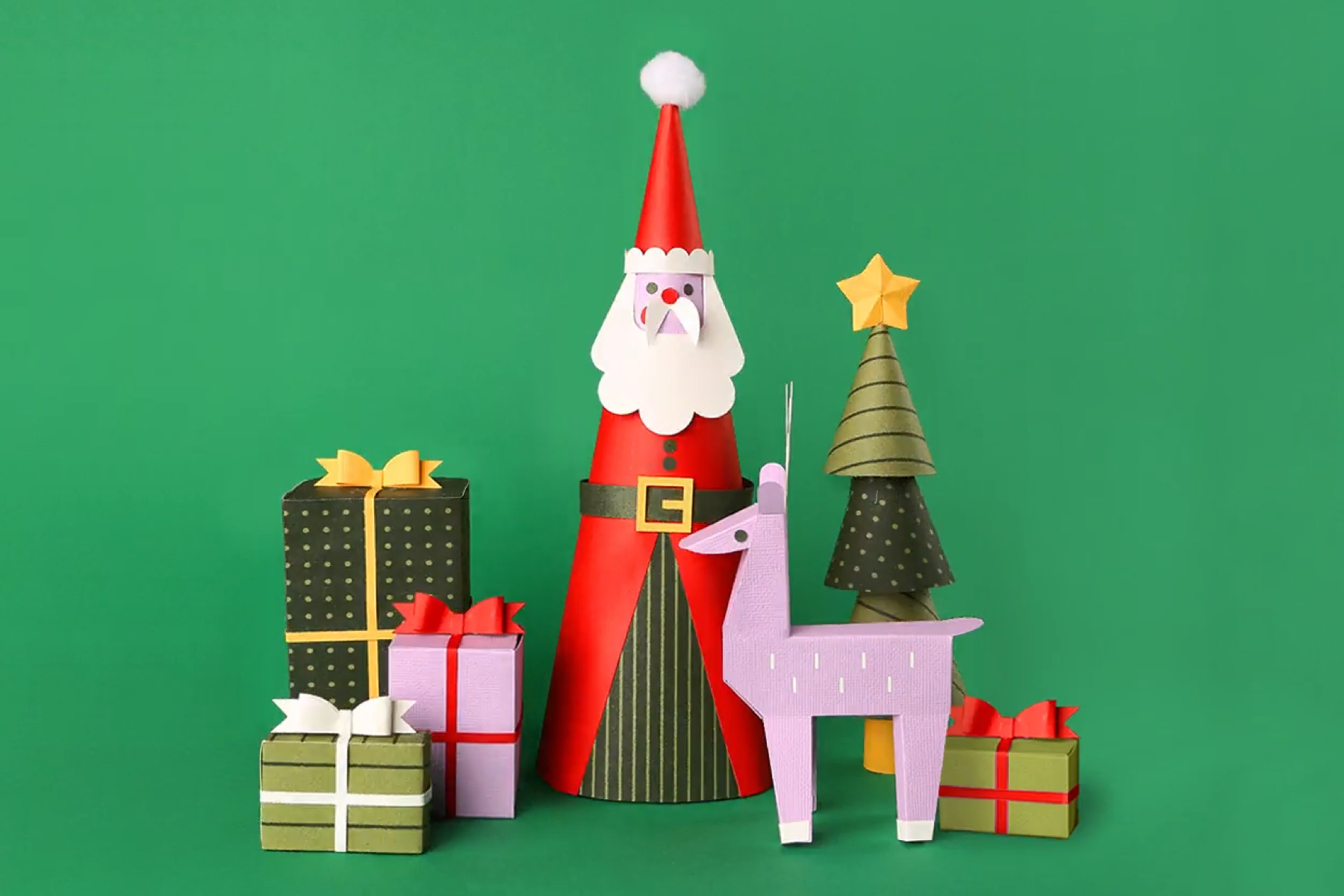 Make a paper Santa and Elves for your Christmas mantle from Paperless Post