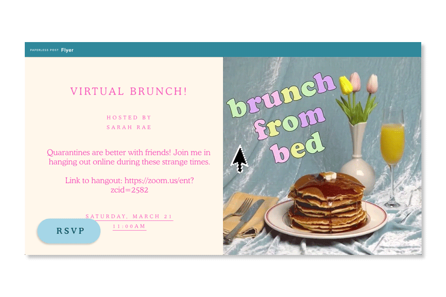 online party invitation for a brunch