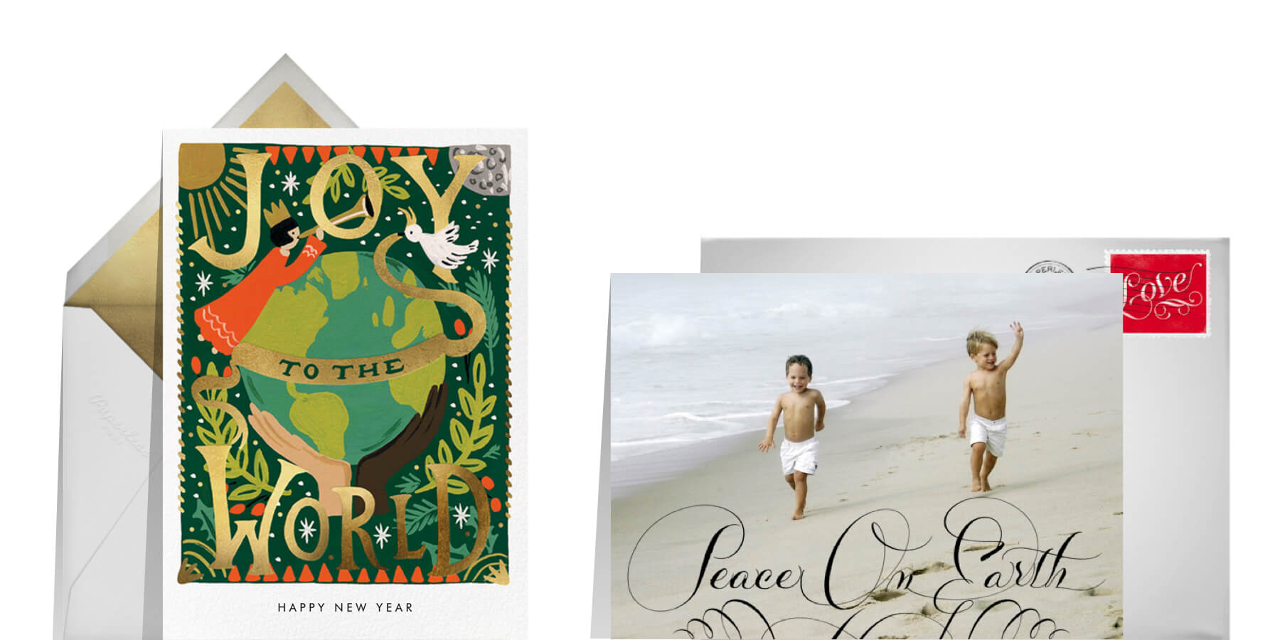 religious New Years wishes featuring New Year greeting cards from Rifle Paper Co. and Bernard Maisner
