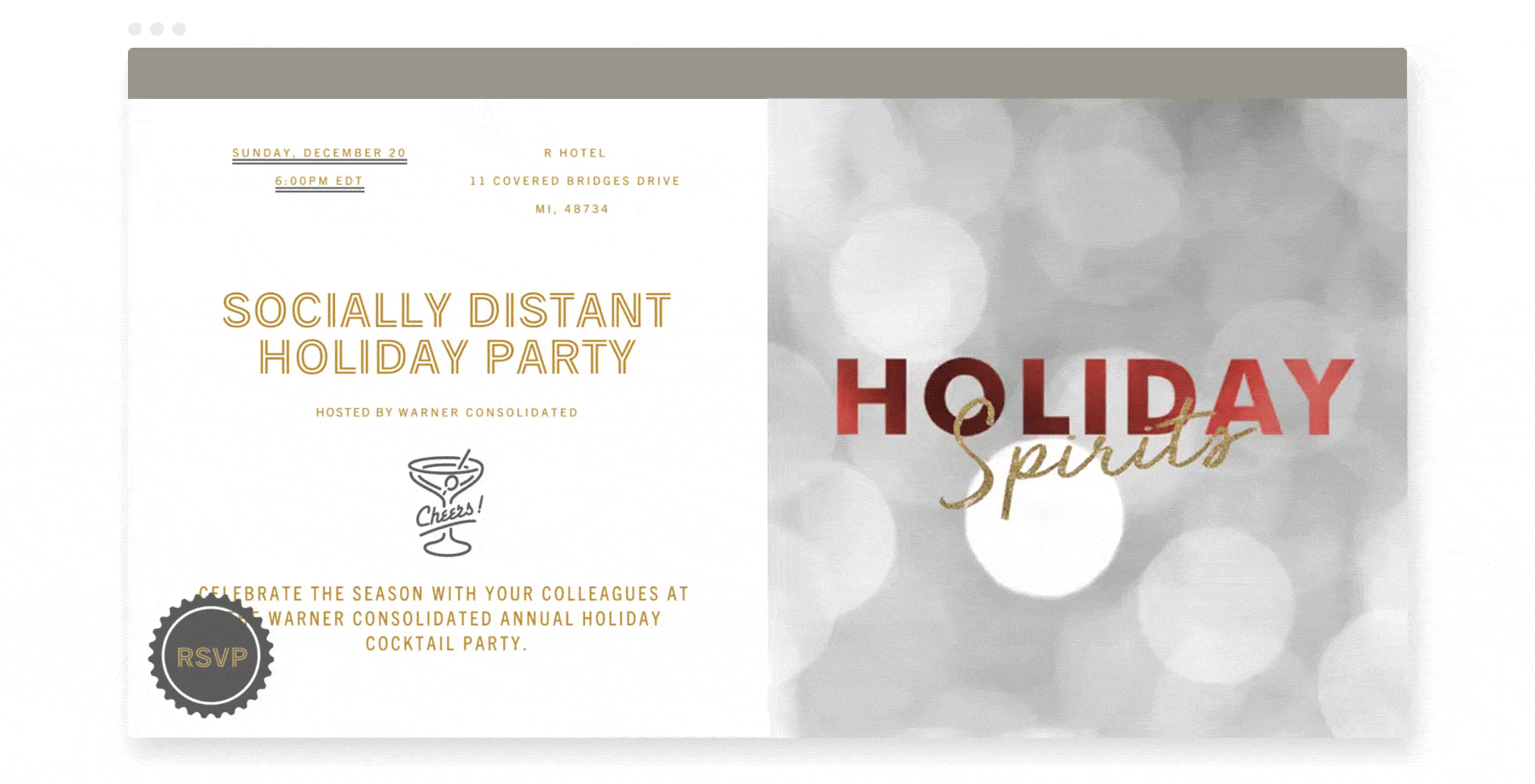 socially distant office holiday party invitations from Paperless Post Flyer