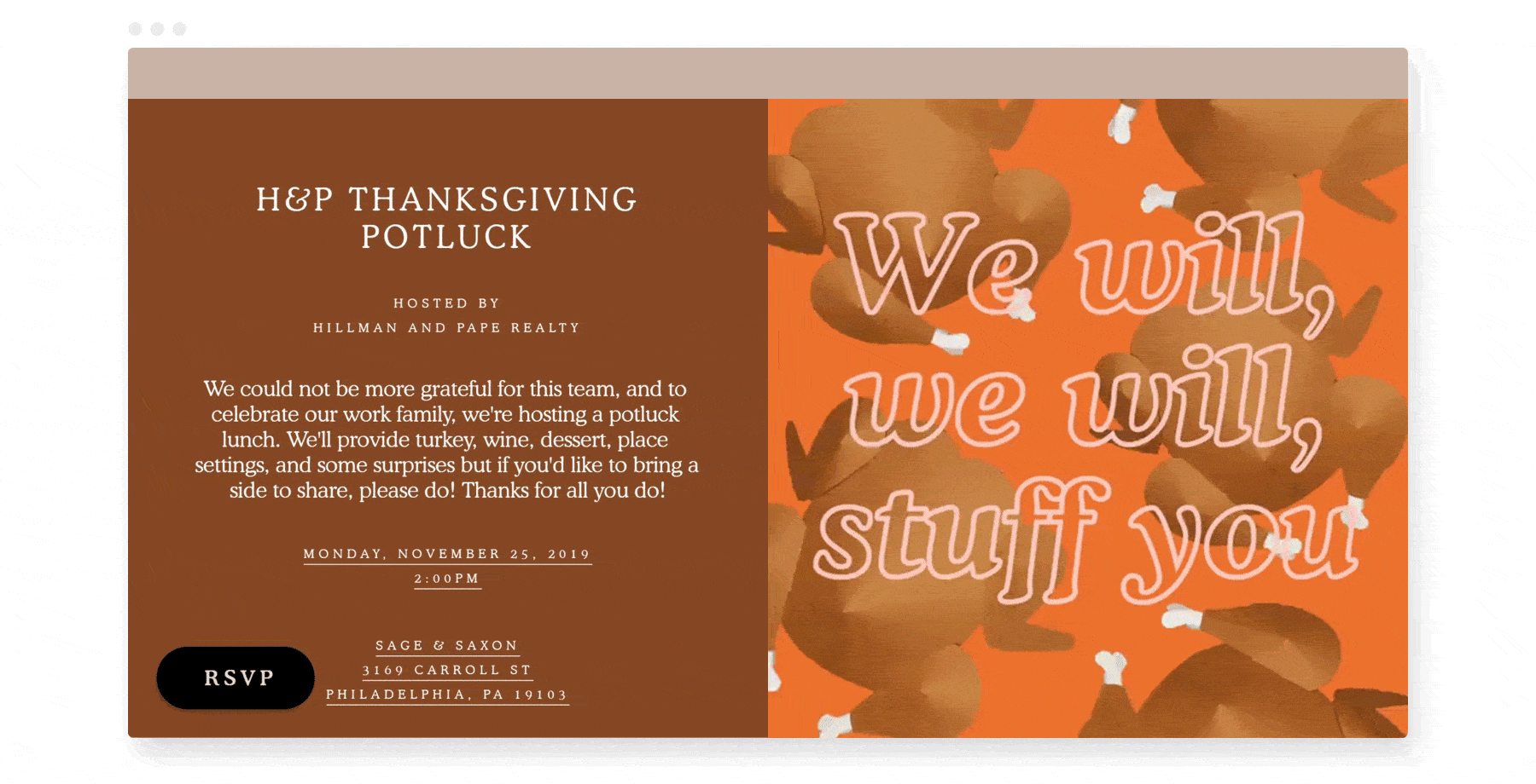 work Friendsgiving invitations from Paperless Post